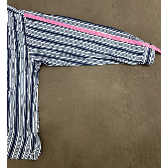 (2) Coliseum Jeans Shirt Mens XL Blue Stiped Cotton Short & Long Sleeve Y2K 90s - Picture 16 of 16